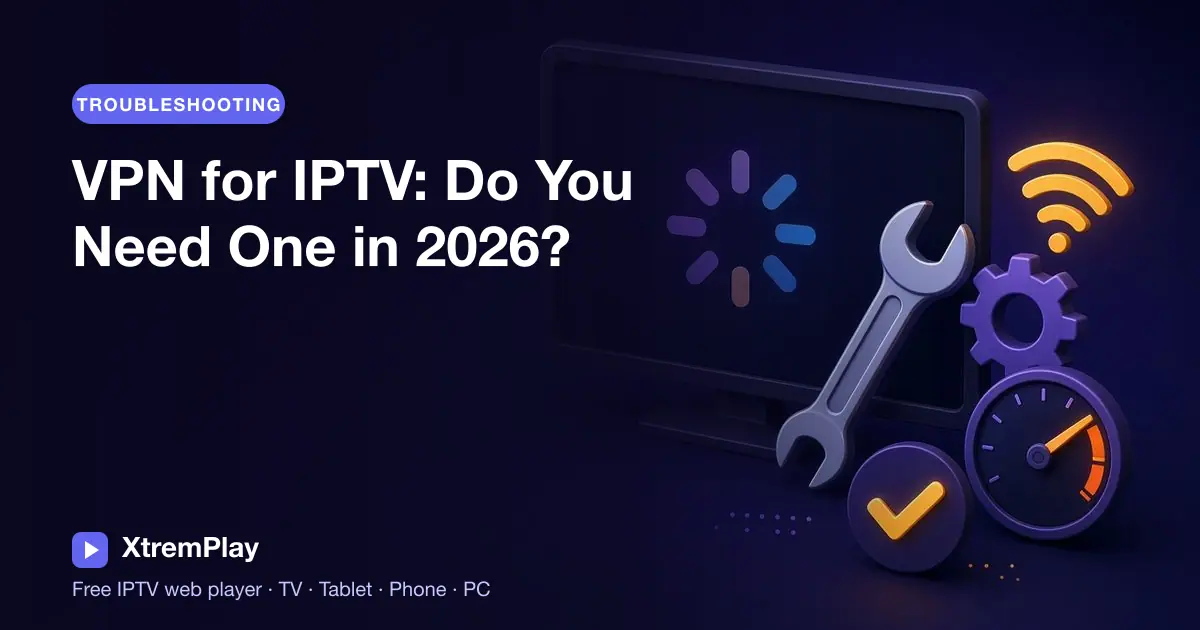 Viewer comparing IPTV streaming with and without a VPN on a television