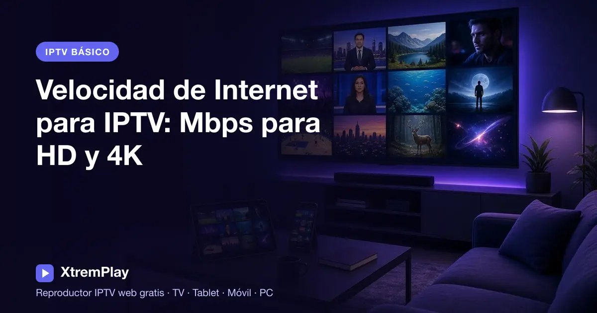 Velocidad de Internet recomendada y consumo de datos al ver IPTV, de SD a 4K