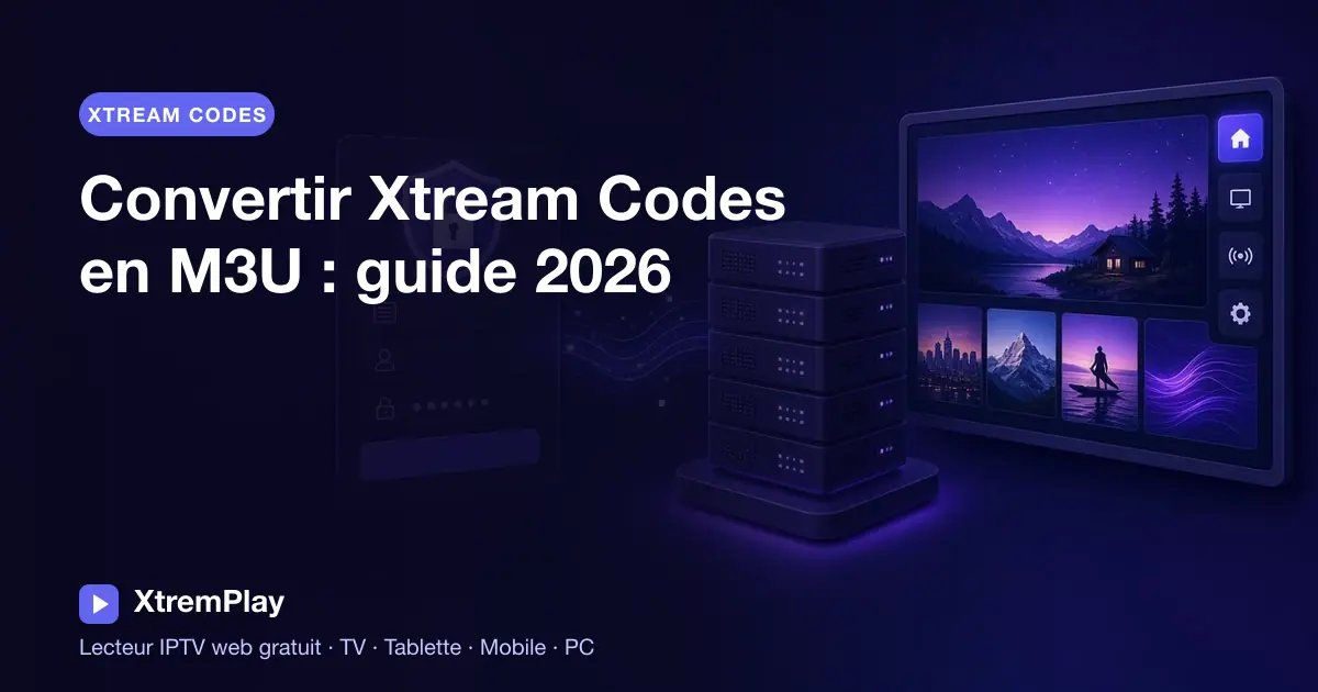 Guide pour créer un lien de playlist M3U Xtream Codes et choisir une sortie TS ou M3U8