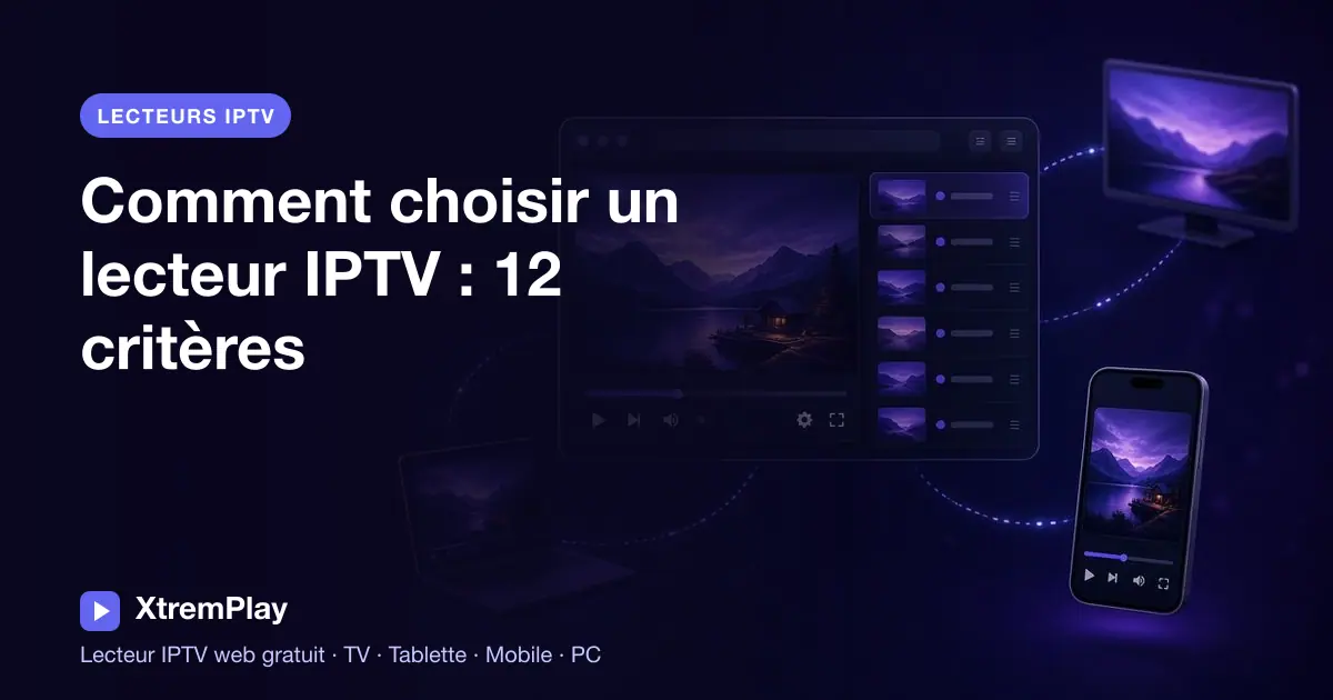 Un spectateur compare les fonctionnalités d’un lecteur IPTV sur une télévision, une tablette, un téléphone et un ordinateur