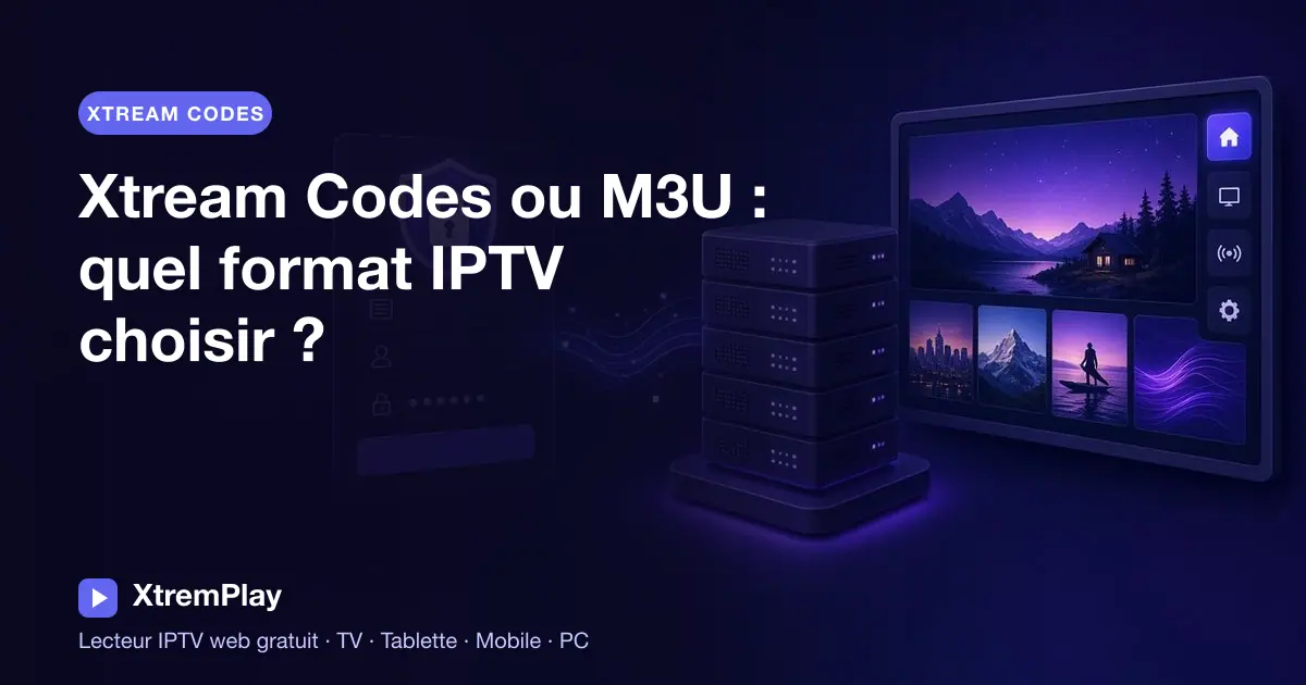 Comparaison des formats IPTV Xtream Codes et M3U pour la VOD, la vitesse, l’EPG et la sécurité