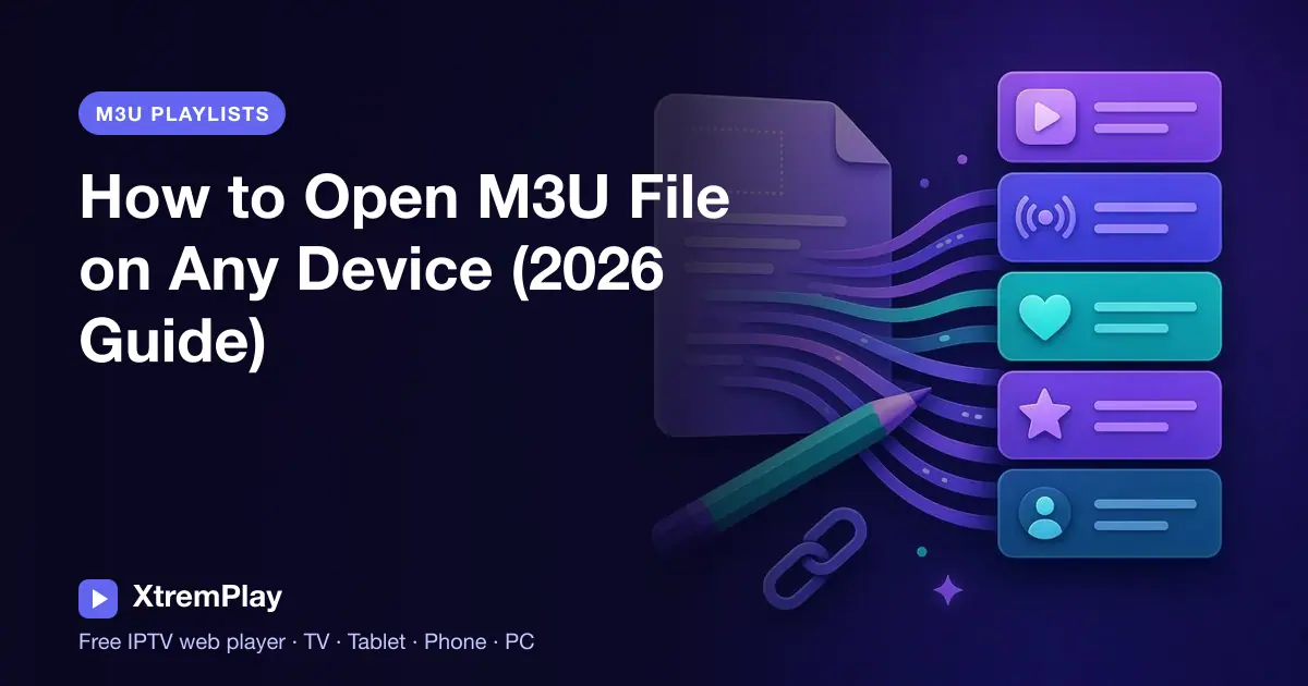 M3U playlist being opened in a browser-based IPTV player on a television and phone