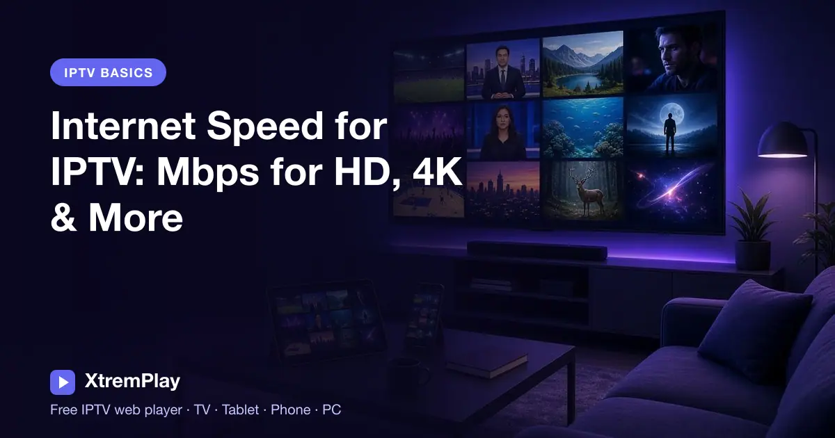 Internet speed recommendations and data usage for IPTV streaming from SD to 4K