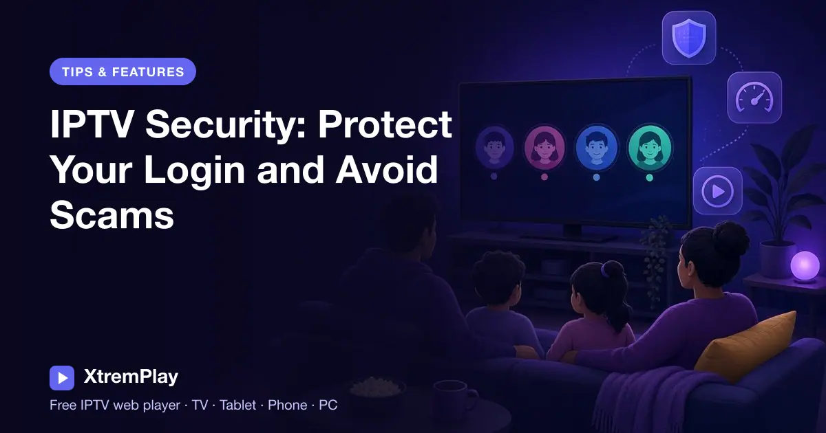 Viewer checking IPTV login safety on a television and phone
