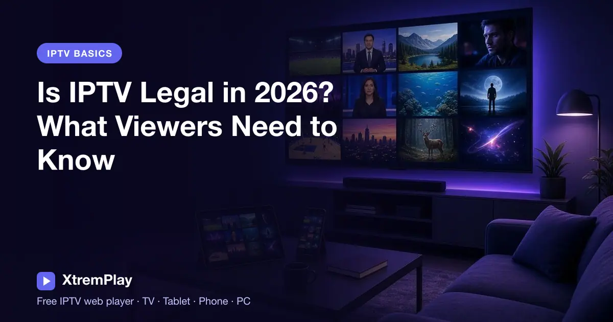Viewer checking whether an IPTV service is licensed while watching on a television
