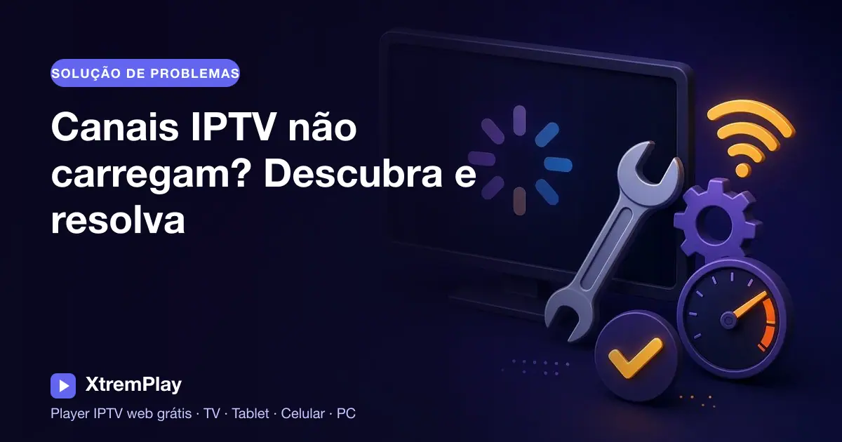 Espectador verificando uma lista IPTV e o status do stream em um player no navegador