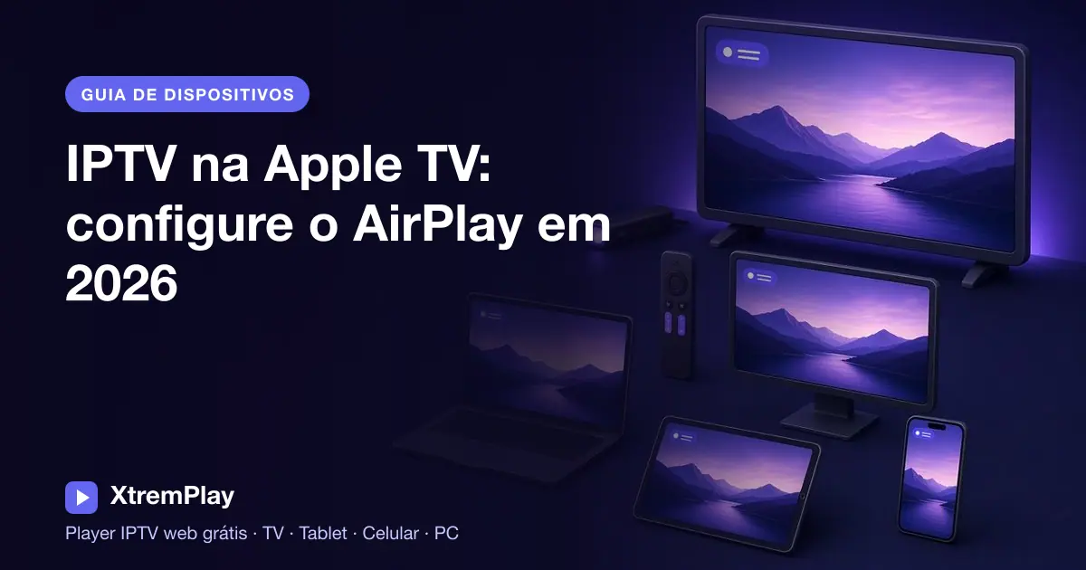 Assistindo a um player IPTV online no iPhone e transmitindo para uma televisão com a Apple TV