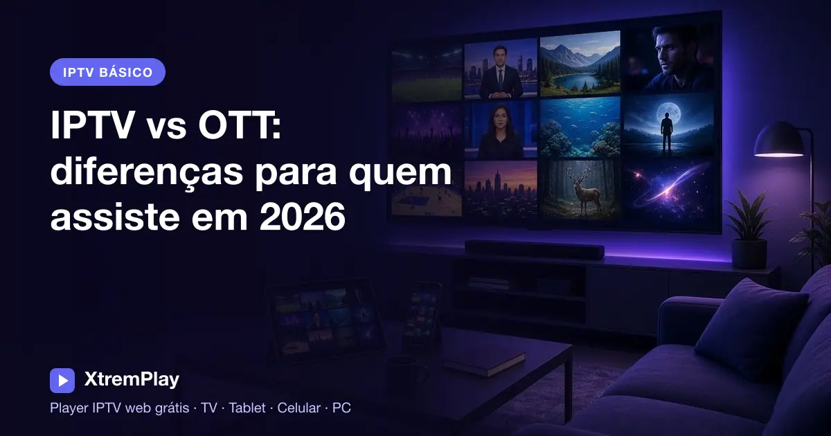 Pessoa comparando streaming IPTV e OTT em uma televisão e um notebook