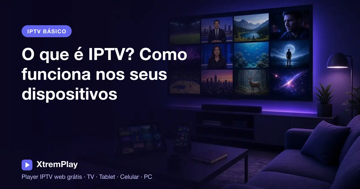 Pessoa assistindo a canais ao vivo e vídeos sob demanda pela internet na televisão, no tablet e no celular
